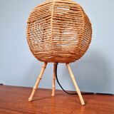 Vintage rope tripod lamp, 60s