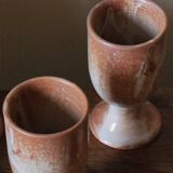 A set of 2 vintage marbled stoneware mazagrans