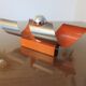Space age wall lamp chrome metal and orange 70s
