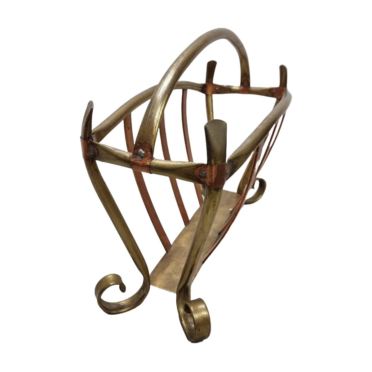 French Brass And Copper Design Magazine Holder, form around 1900