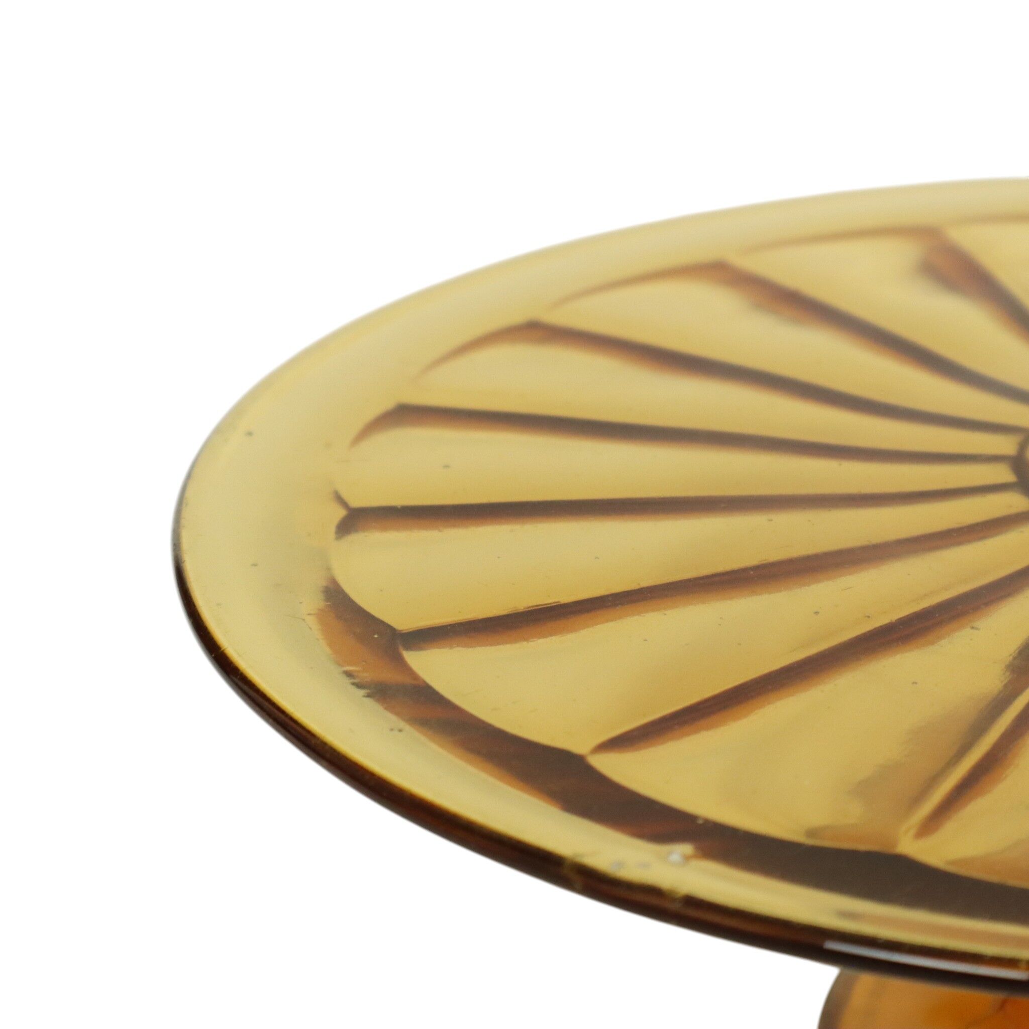 Amber Art Deco Cake Platter / Pastry Dish – Depression Glass
