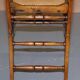 Chaise pliante militaire rare circa 1890 en fruitwood massif avec ferrure en laiton