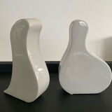 Pair of vintage glazed ceramic vases in an organic shape