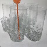 6 Verres à orangeade moulés billes en creux