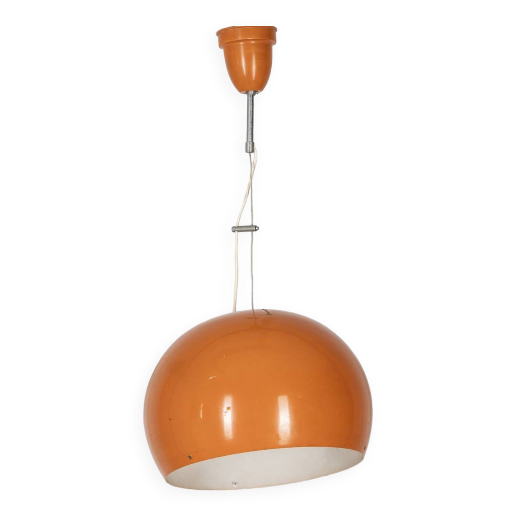 Vintage 70's chandelier in orange metal, italian design