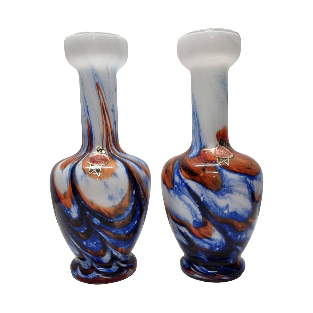 2 Vintage Italian Opaline Vases, 1950s