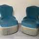 Paire de fauteuils crapaud velours bleu 1970