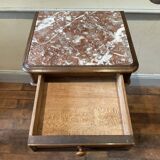 Old bedside table nightstand walnut chamber pot pink marble top 19th century