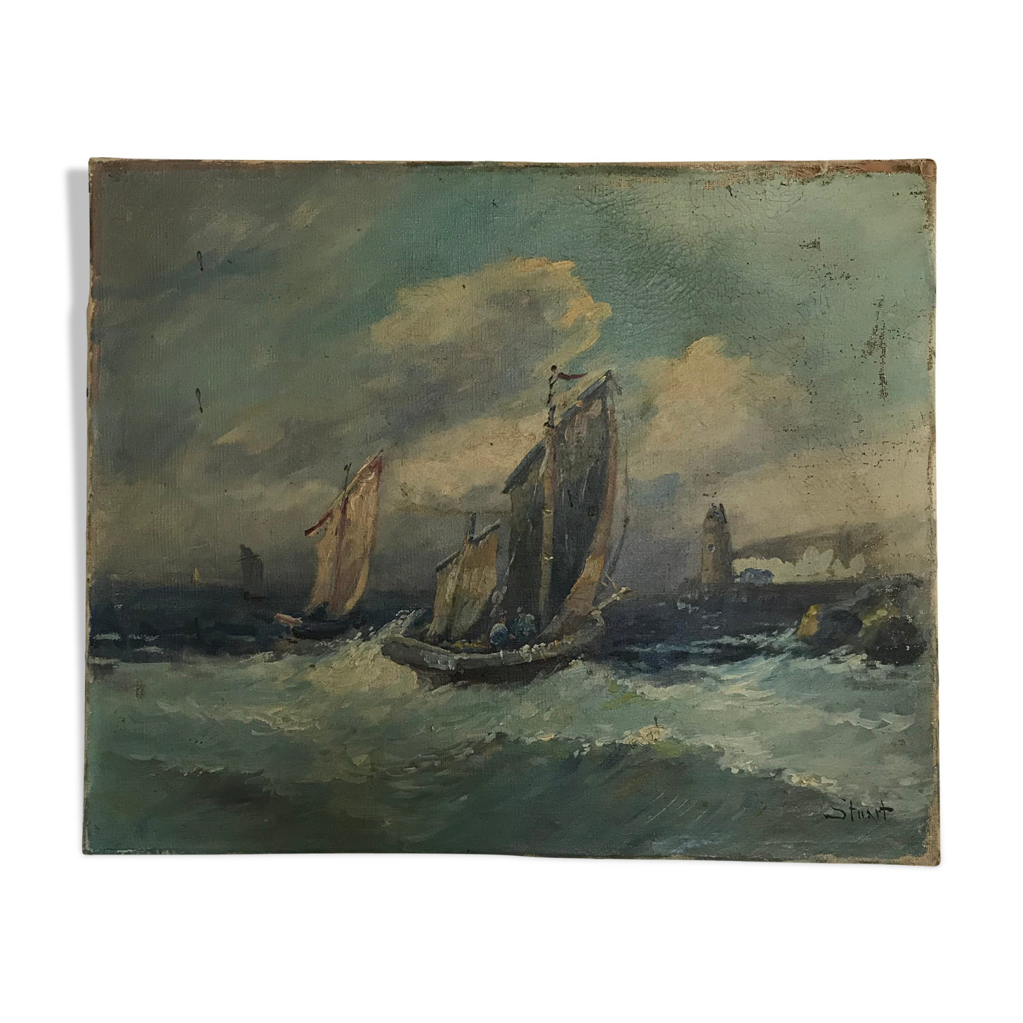 Table old fishing boats