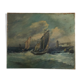 Table old fishing boats