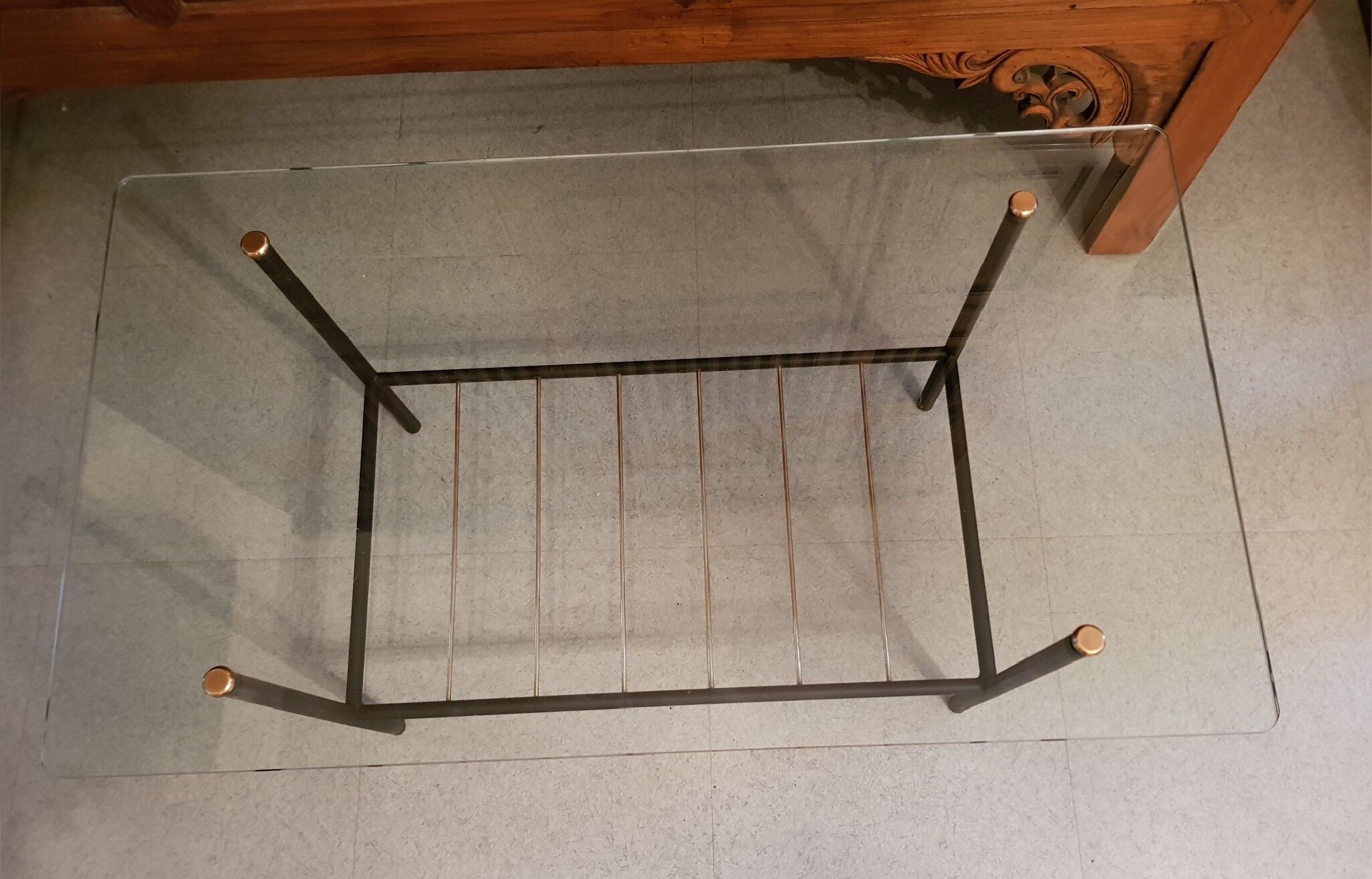 Glass and metal coffee table 1950