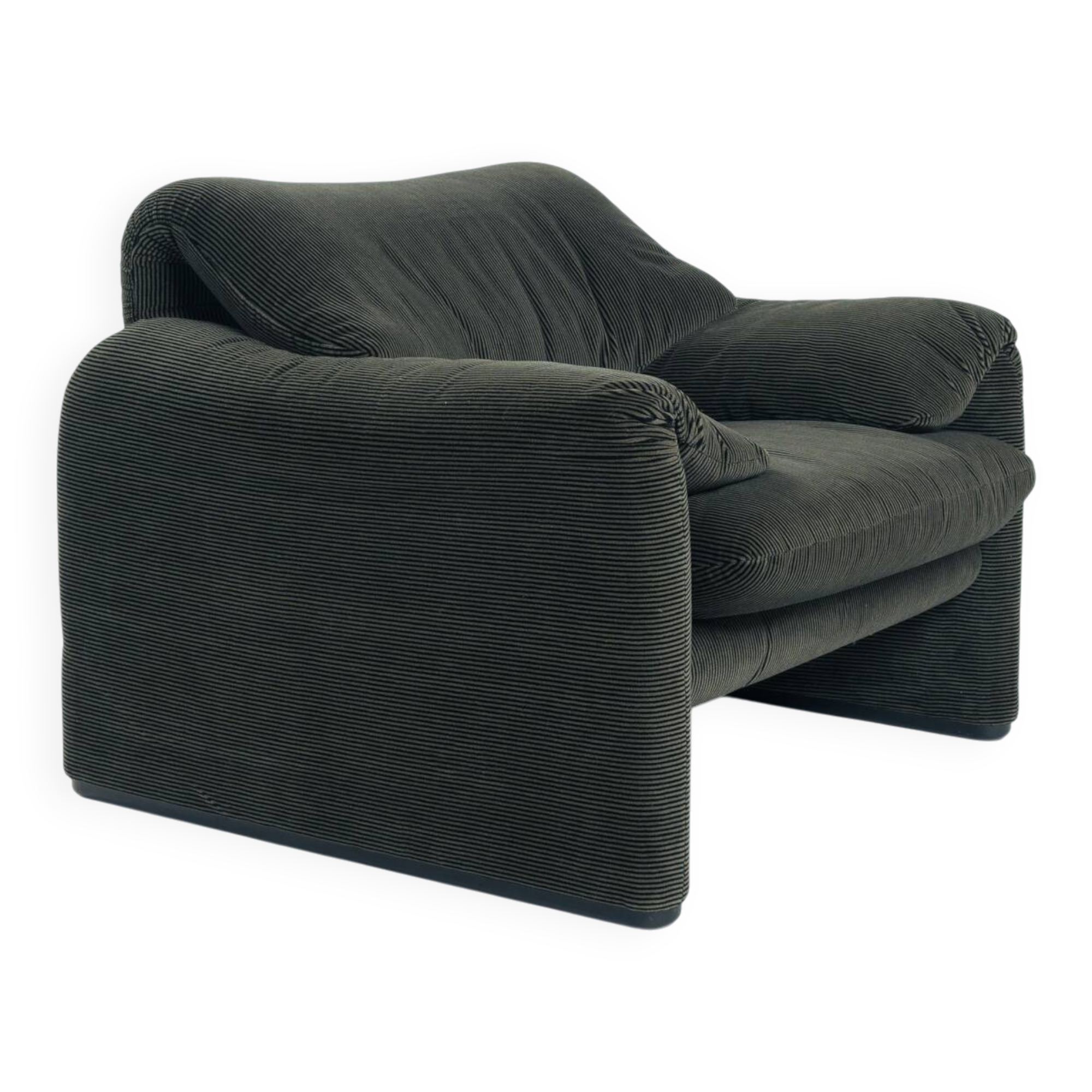 Rare Green Striped Maralunga chair by Magistretti for Cassina, Italy,