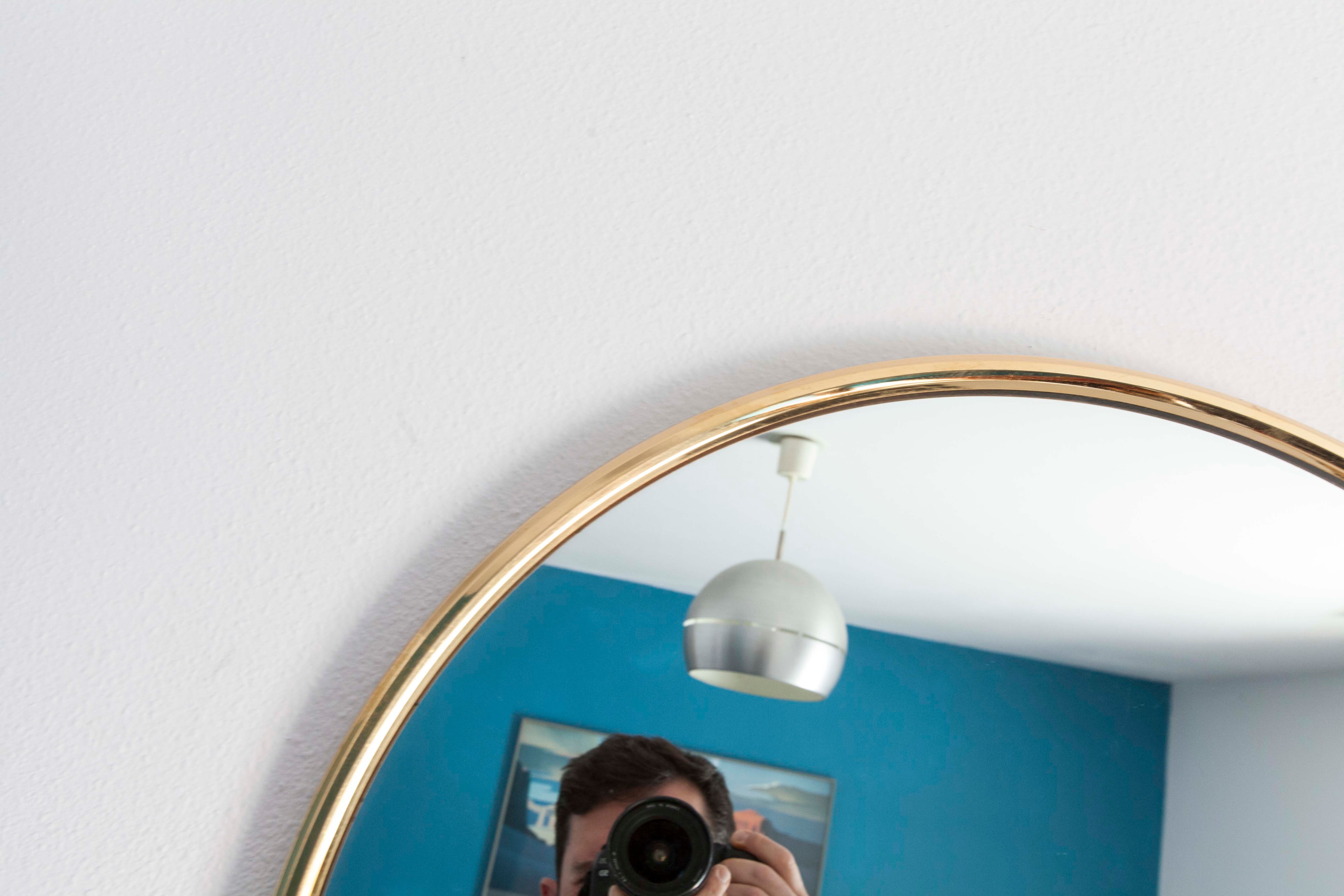 Brass mirror 60cm, 1960s