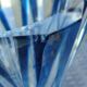 Large blue crystal vase