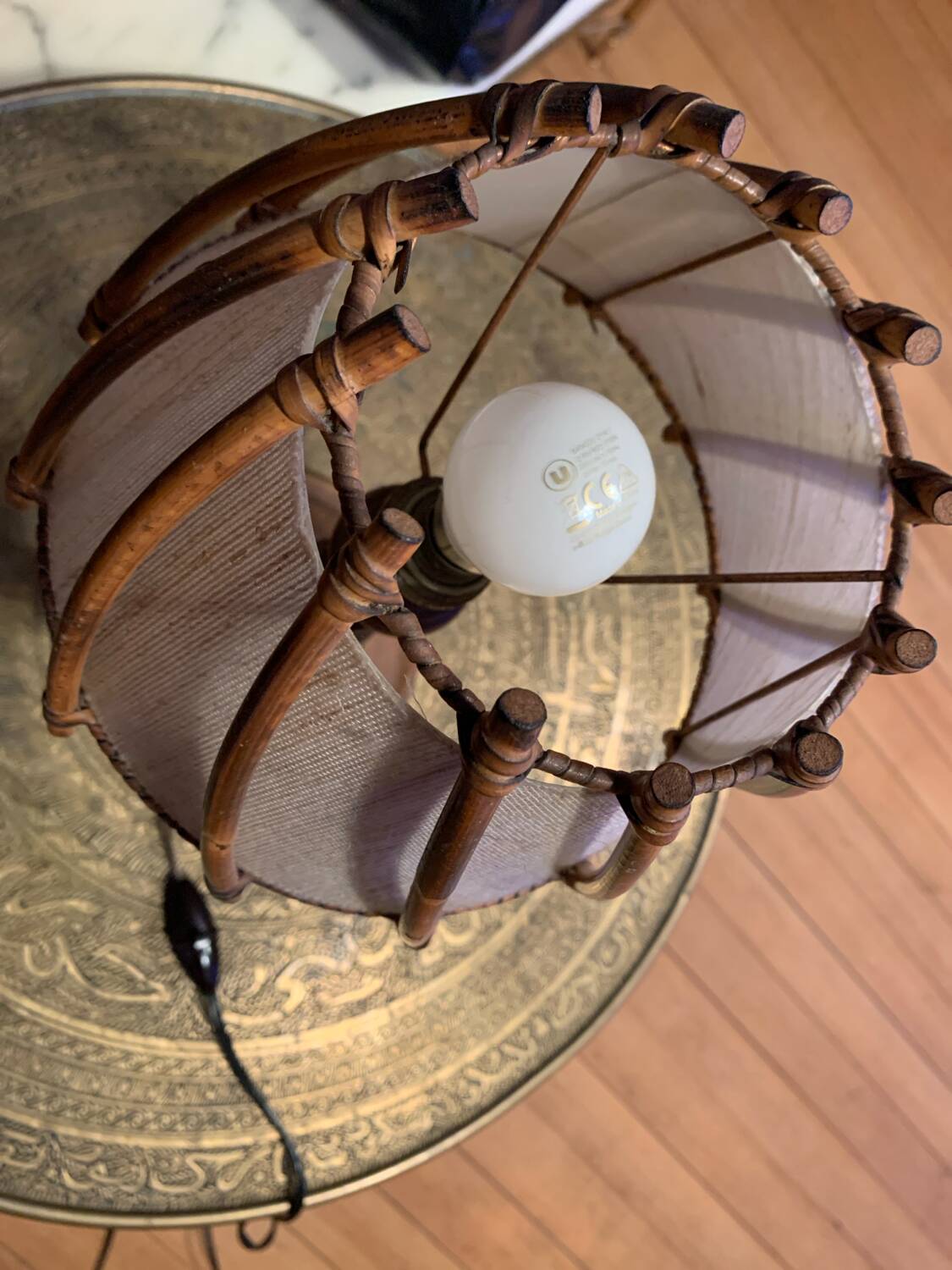 Antique wooden bedside lamp