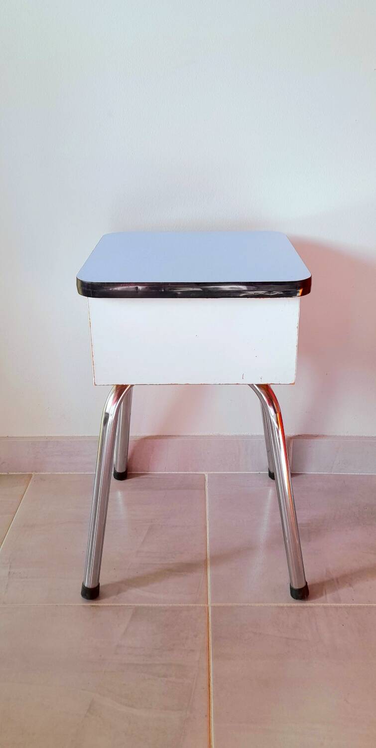 60s blue formica chest stool