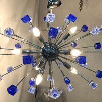 Chandelier murano glass sputnik blue italian handmade
