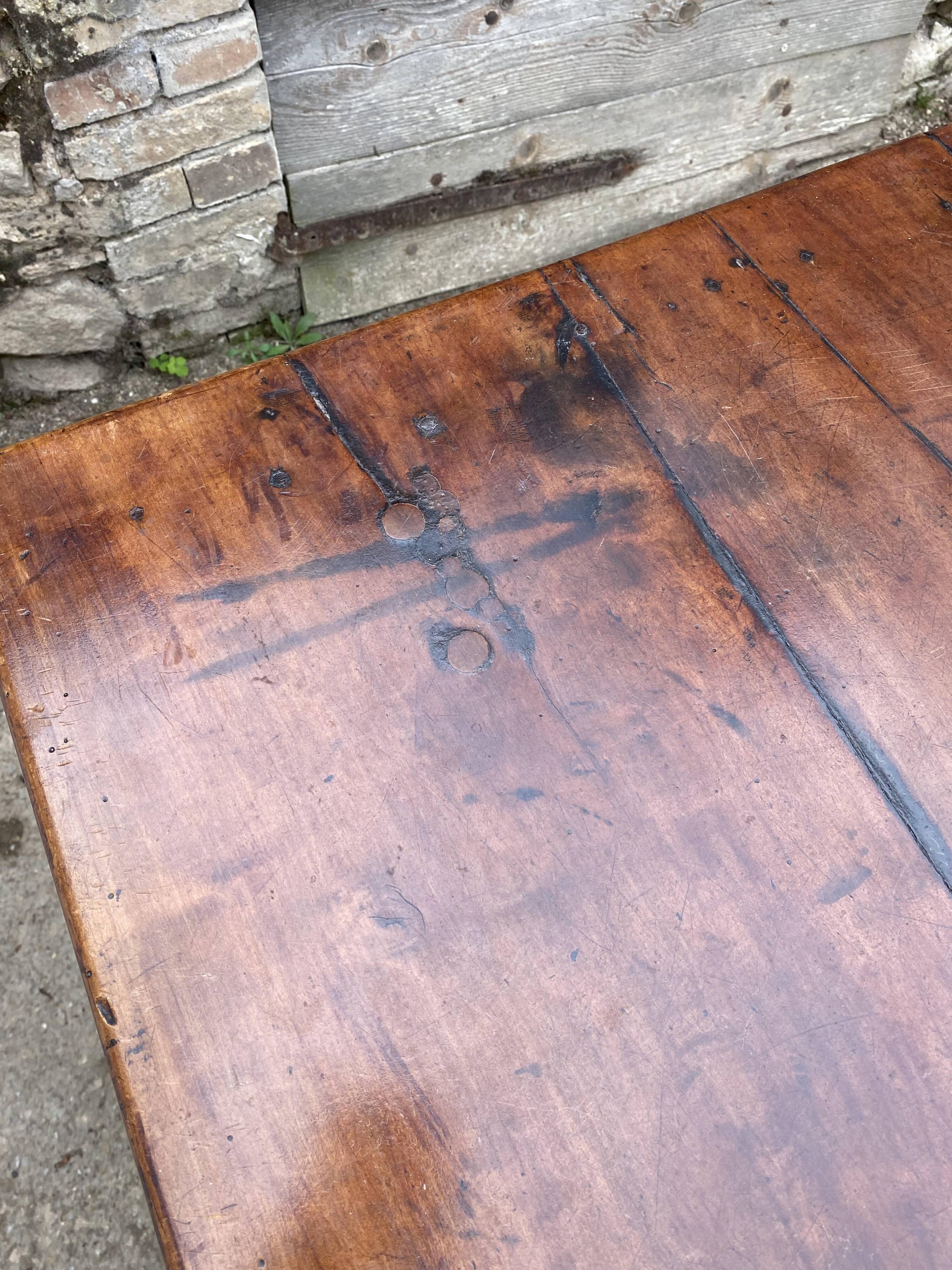 Solid wood farmhouse table with 2 drawers, 1900