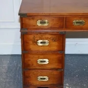 Vintage Military Campaign Twin Desk in Yew Wood