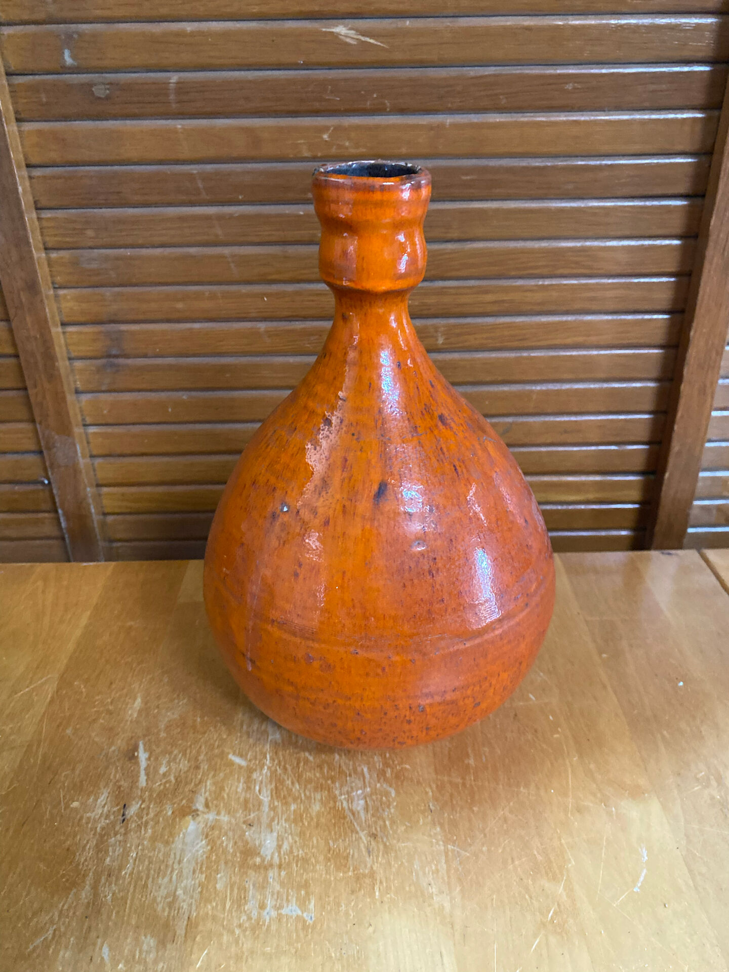 Old lamp base vallauris terracotta orange glazes vintage #e4