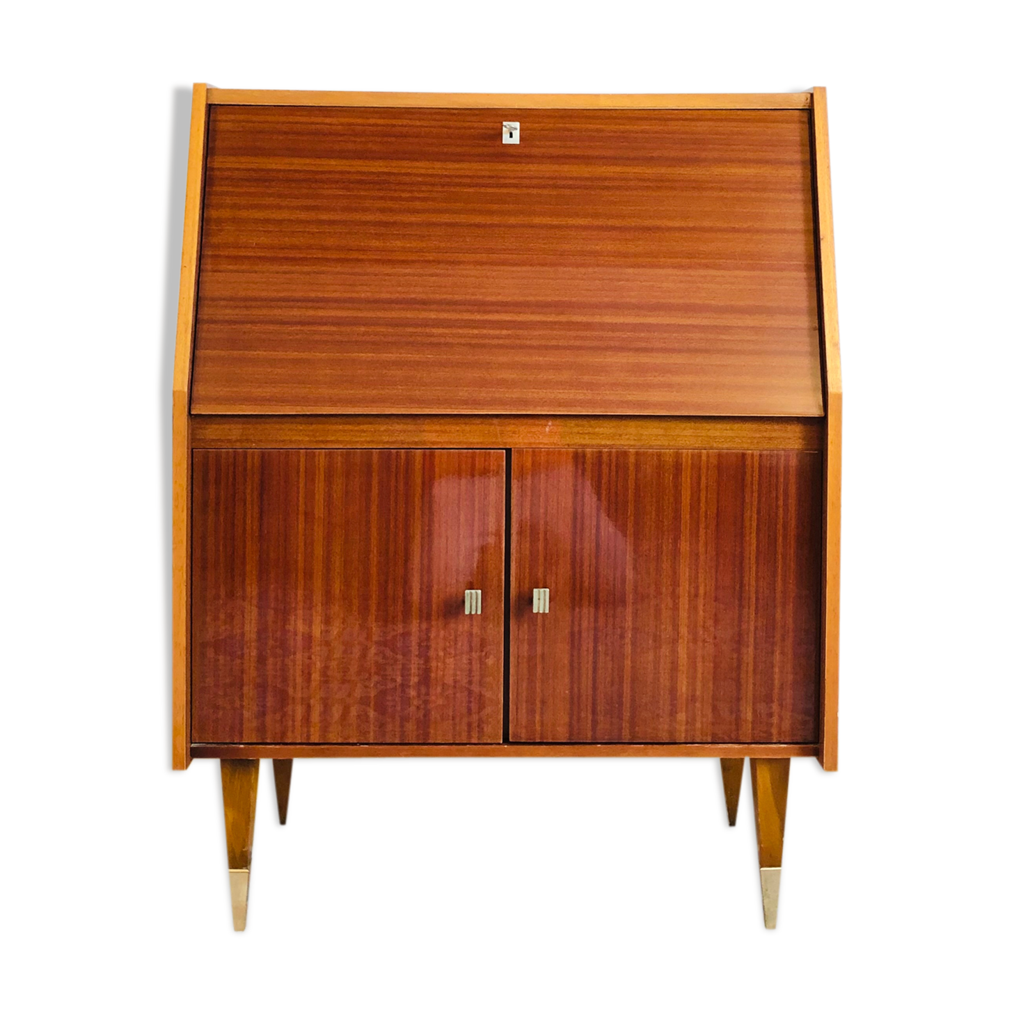 Vintage secretary in varnished mahogany 1970