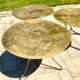 3 bistro tables brass