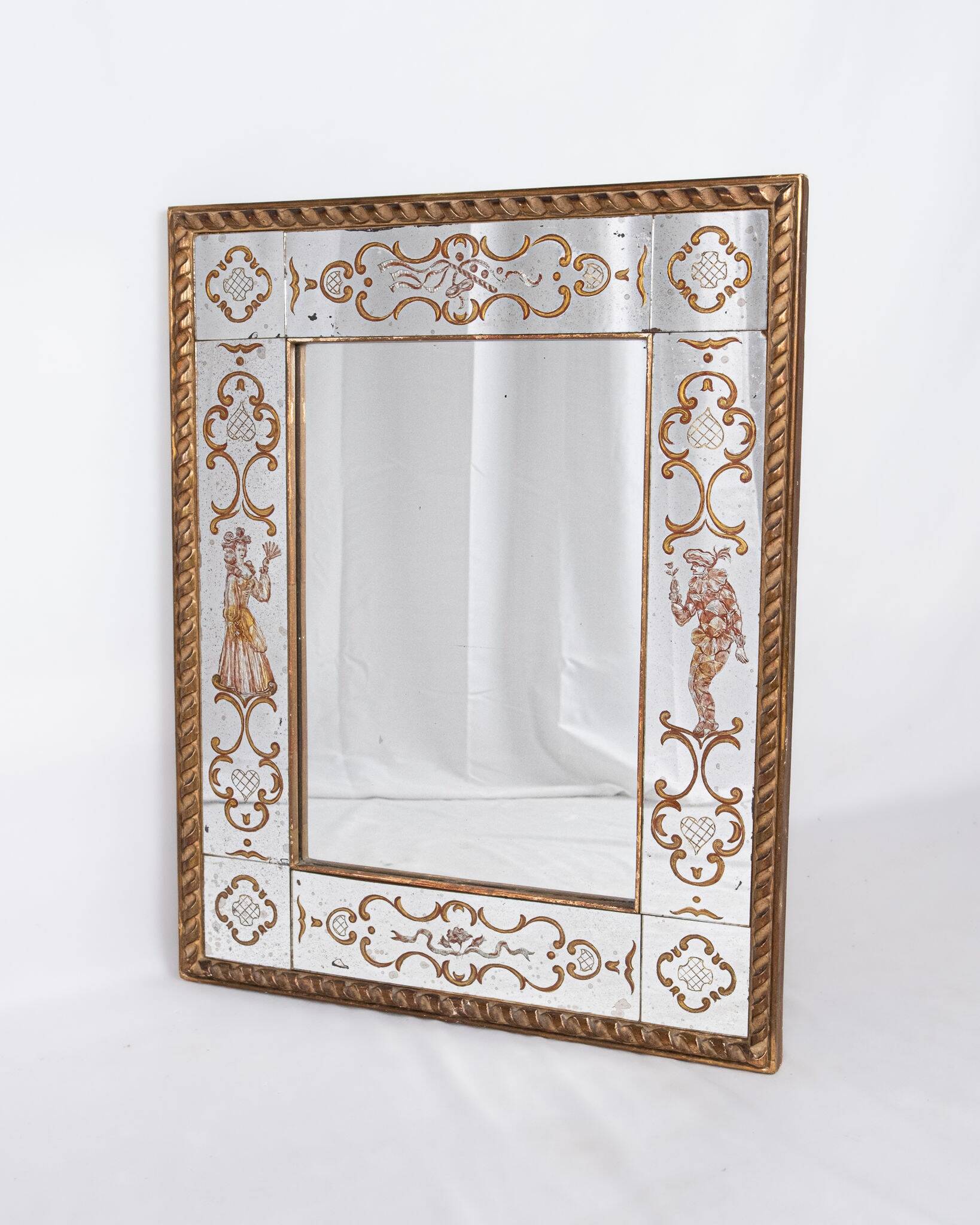 Miroir italien en verre églomisé, à parecloses, début XXe siècle