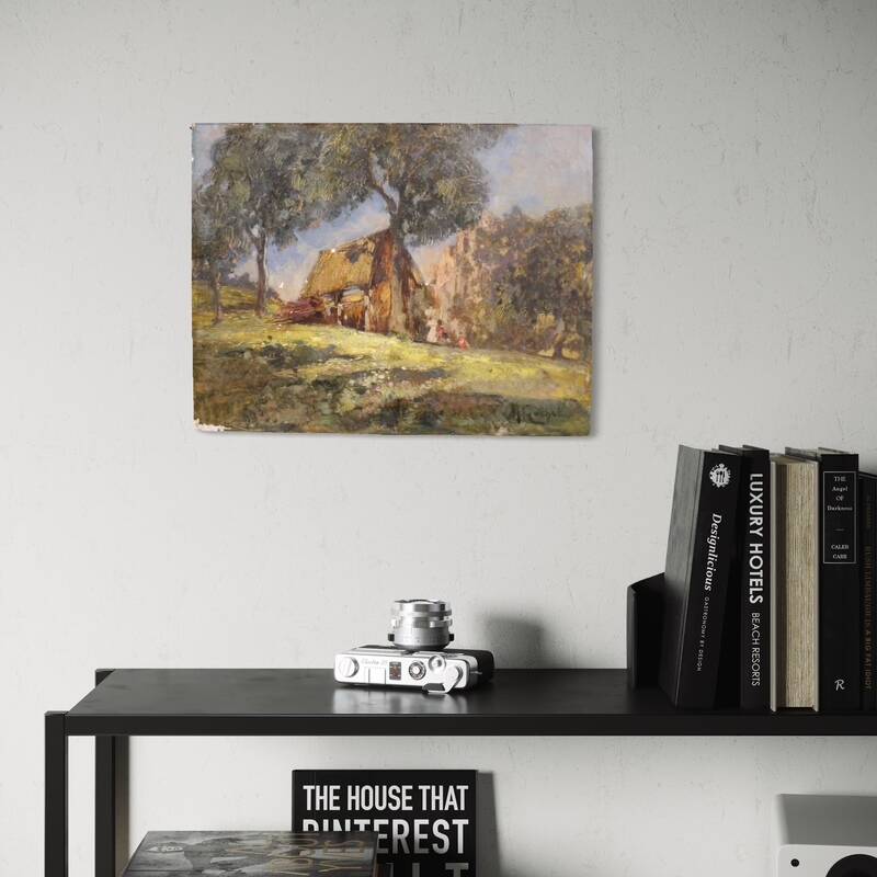 20th century Italian artwork, a countryside view with figures
