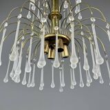 Lustre en laiton doré et pampilles de verre, XXe siècle