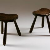 Tabourets tripodes français, 1930s, set de 2
