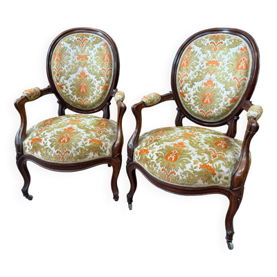 Paire de fauteuils en acajou de style Louis-Philippe, 19ème siècle
