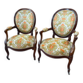 Pair of Louis-Philippe style armchairs from the 19th century, in mahogany.