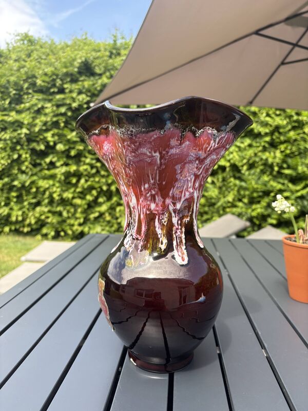 Vase Fady, nuances de rouge, fait main