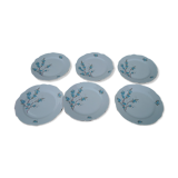 6 flat plates in Kahla porcelain made in GDR blue flower pattern diam 23.5 cm