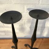 Pair of wrought iron candlesticks black gothic
