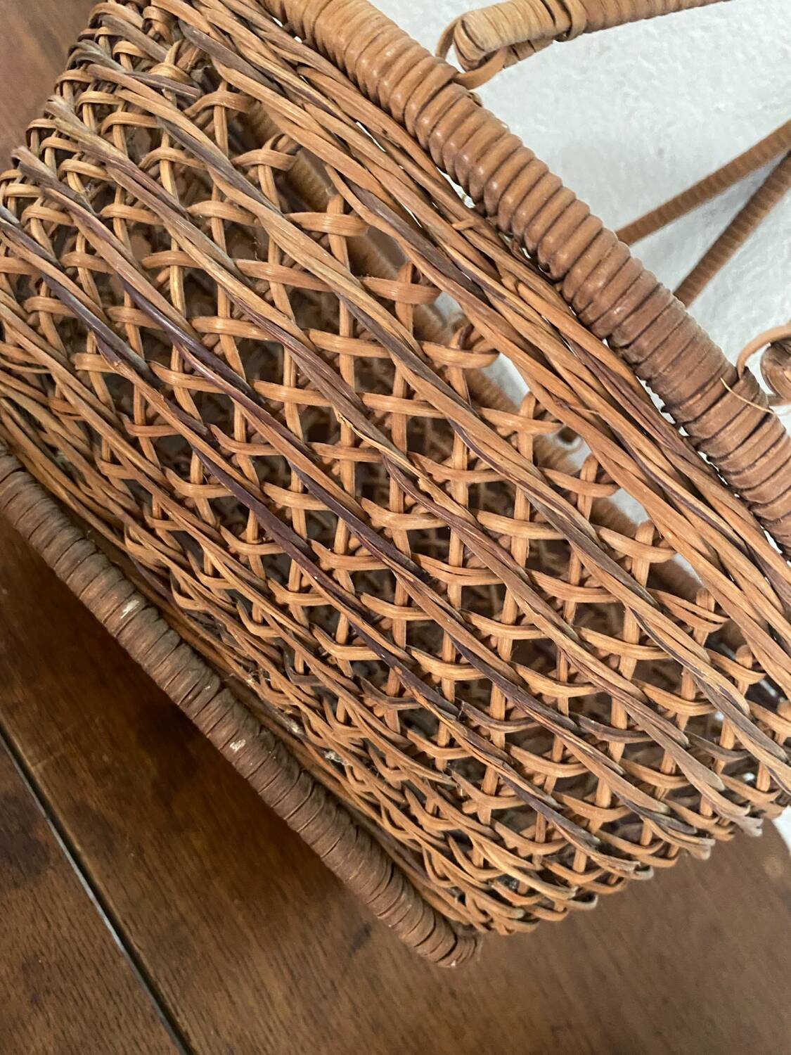Old baskets and woven wicker basket.