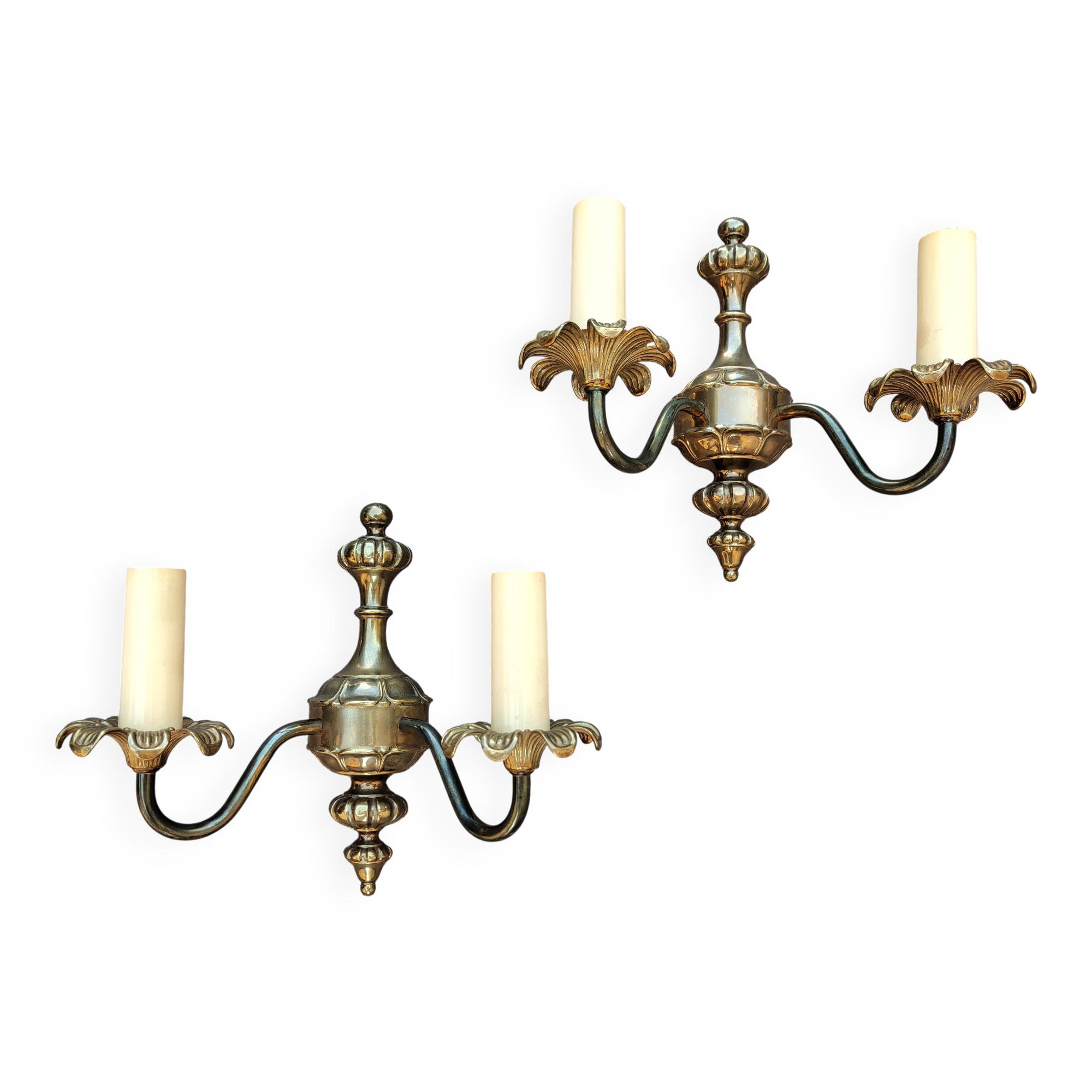 Vintage pair of bronze wall lights by J. Sommer, 1960s.