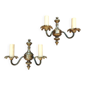 Vintage pair of bronze wall lights by J. Sommer, 1960s.