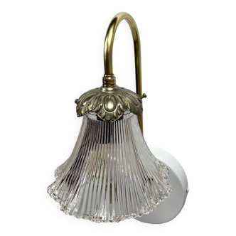Old wall light swan neck brass tulip transparent glass vintage decoration LAMP-7177