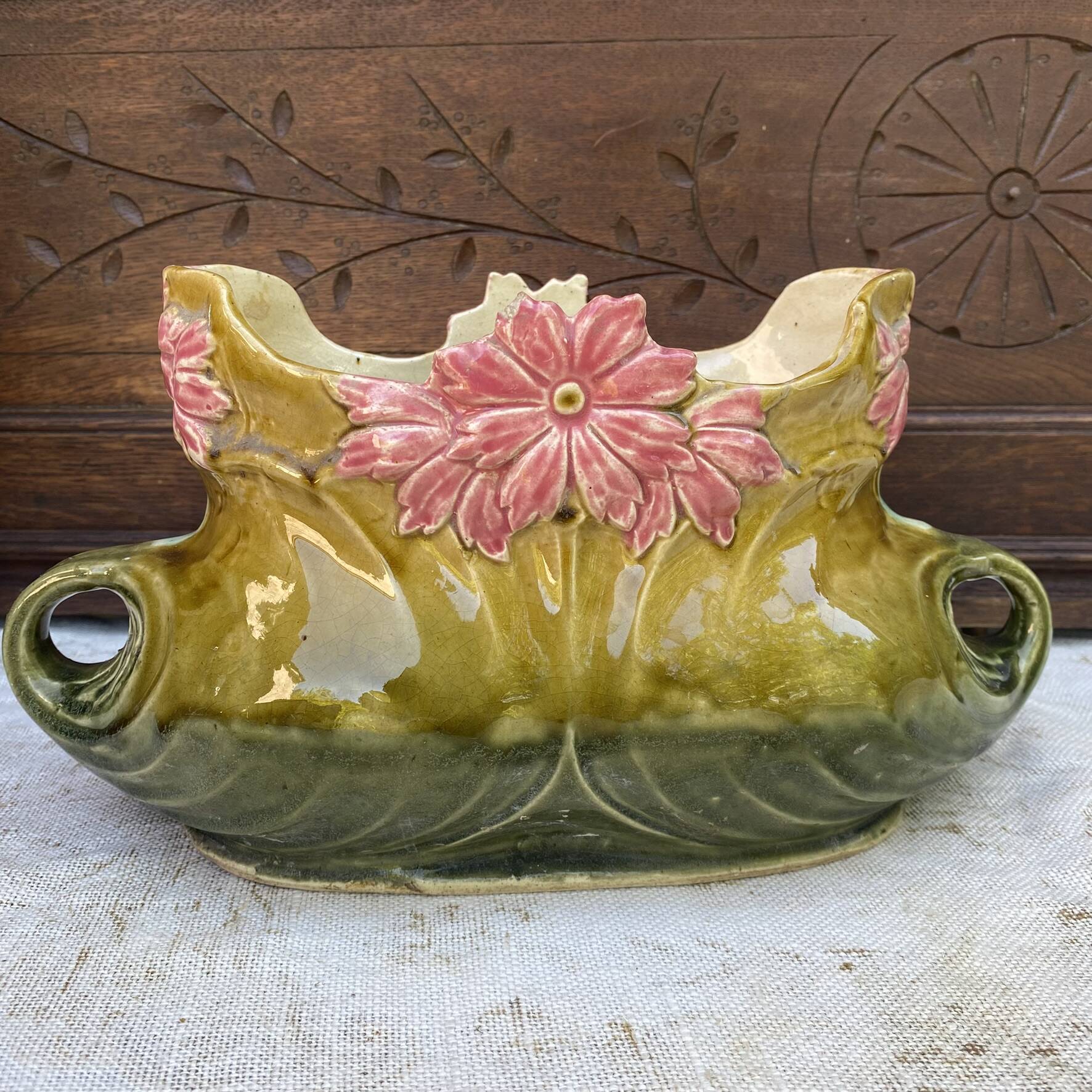 Art Nouveau slipware jardinière