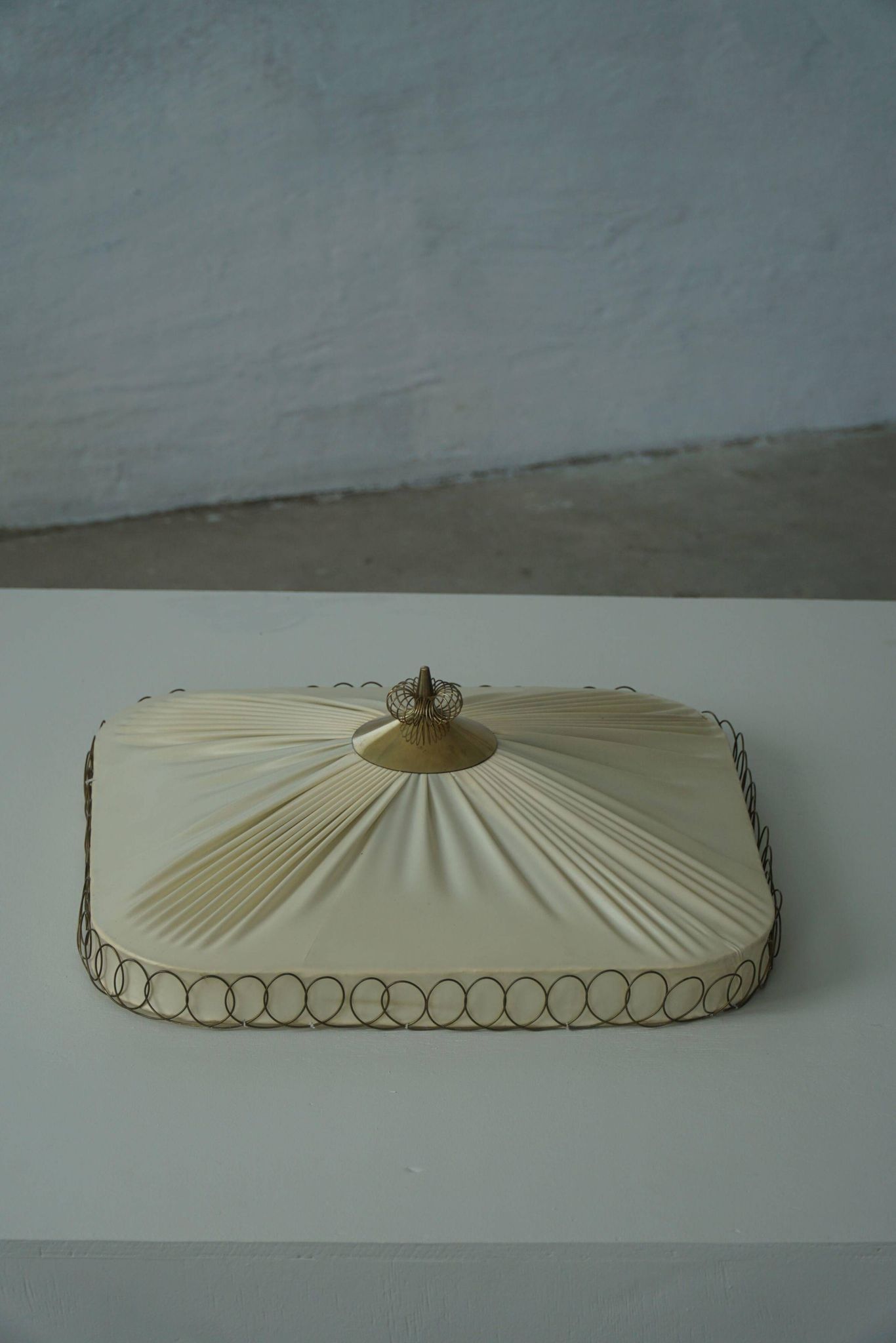 Swedish mid-century ceiling lamp with brass details, 1950s.