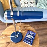 Retro Table Lamp from the 1970s: Articulated Arm, Swivel Shade, Electric Blue Enamel for space age d