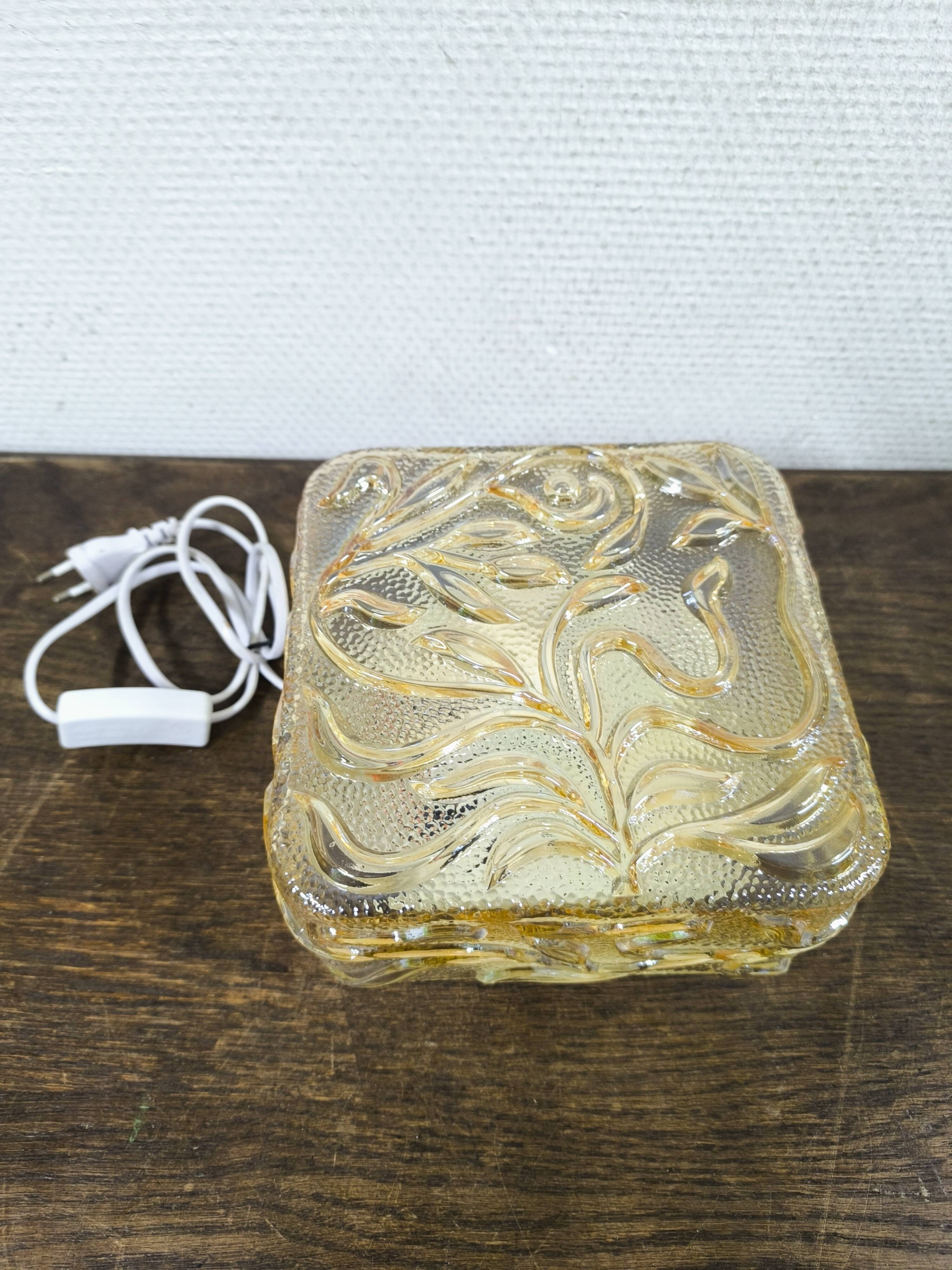 Amber glass wall lamp vintage flowers