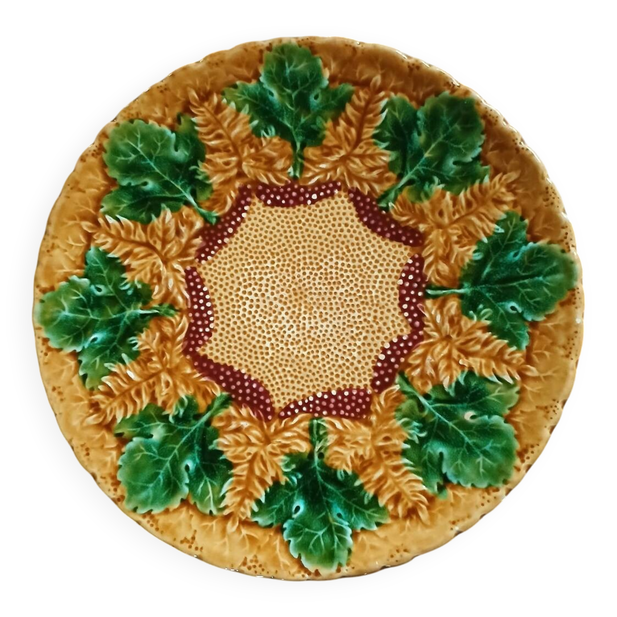 Plat rond vintage en majolique