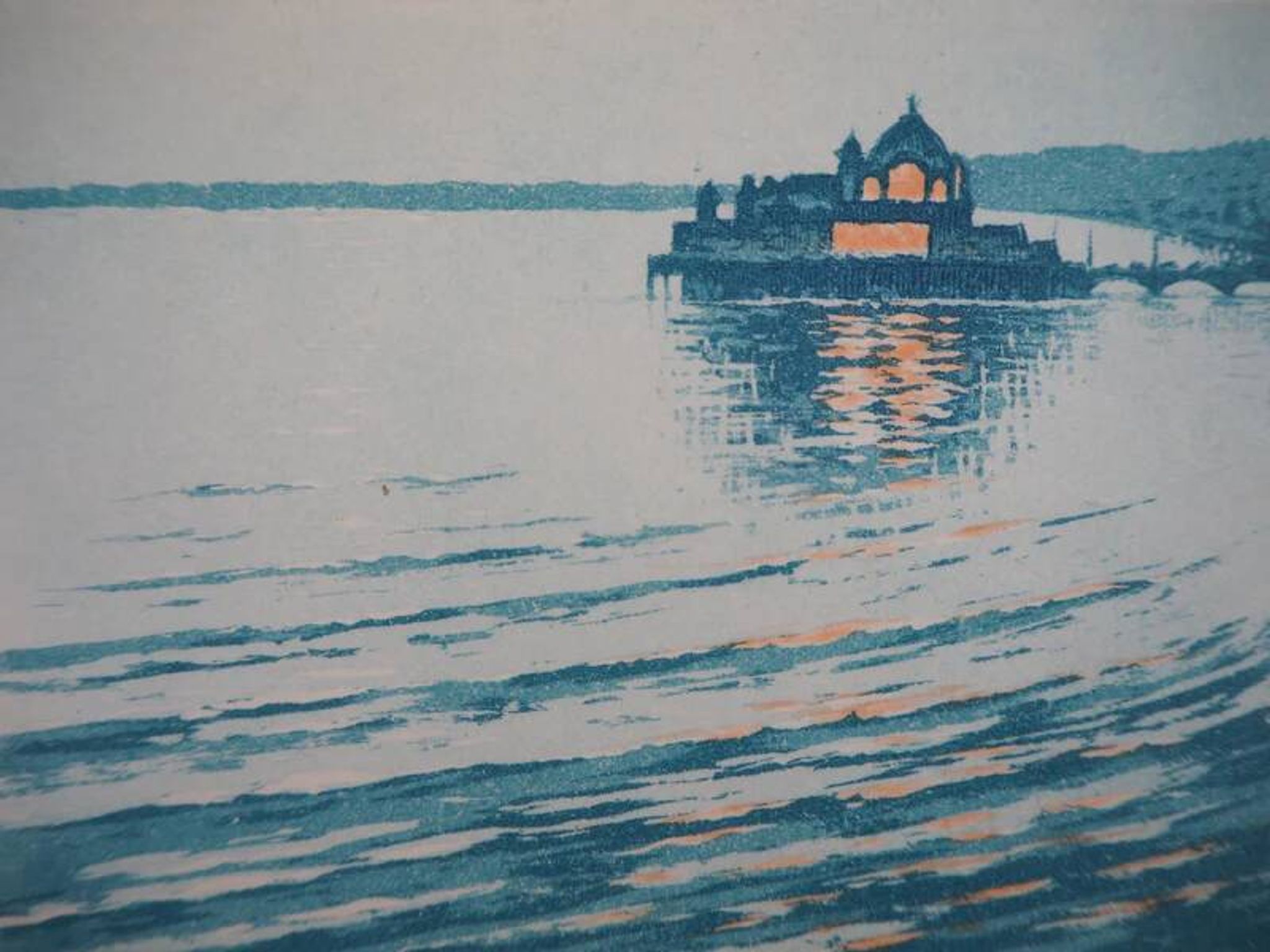 René Ligeron: Nice, the Palais de la Jetée, original signed engraving.