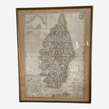 Carte de Corse 1769 encadrée sous verre