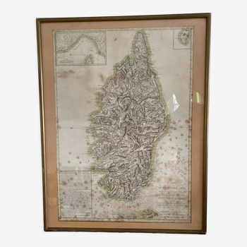 Map of Corse 1769 framed under glass