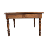 Antique Louis Philippe style desk - mustard yellow leather top