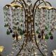 Chandelier en verre de Murano perlé doré en tole florentine italienne des années 1950 à 6 lumières