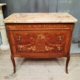 Transitional style chest of drawers in marquetry